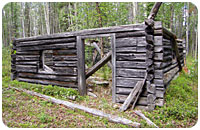 Today's remains of a 1940 Hudson's Bay Cabin at Frances Lake (Photo 2008)