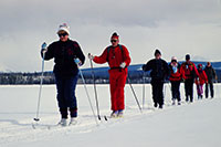 Cross-country skiing on Frances Lake (1994)